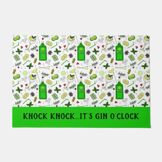Knock Knock It's Gin Clock Funny Gin Drinker Fußmatte (Vorderseite)