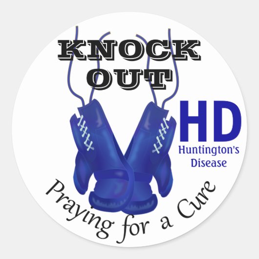 Knock Out Huntington's Disease HD Awareness Runder Aufkleber (Vorderseite)