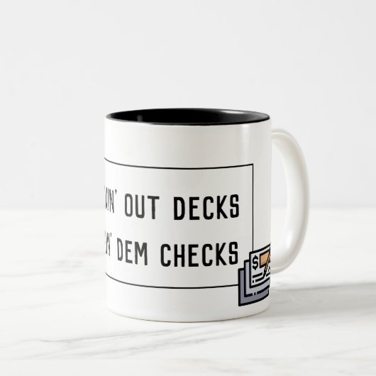 Knockin' Out Decks; Kaschin' Dem Karo Zweifarbige Tasse (VorderseiteRechts)