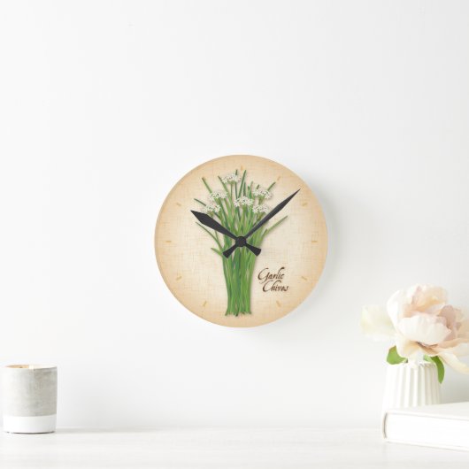 Knolic Chives Herb Clock Runde Wanduhr (Zuhause)