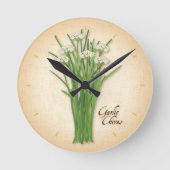 Knolic Chives Herb Clock Runde Wanduhr (Vorderseite)