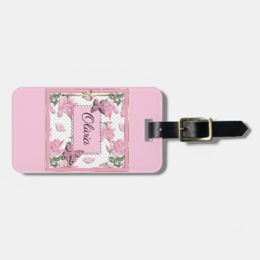 Knollenrosa Gepäckanhänger (Vorderseite horizontal)