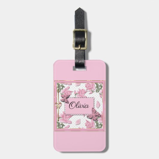 Knollenrosa Gepäckanhänger (Vorderseite vertikal)