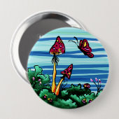 Knopf, 2 rote Pilze Button (Vorne & Hinten)