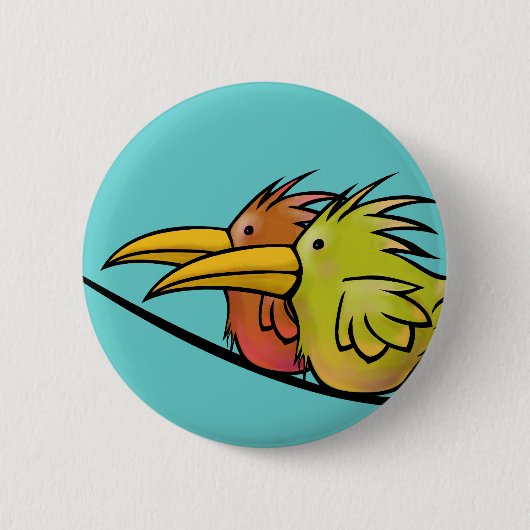 Knopf, 2 Vögel auf einem Draht Button (Vorderseite)