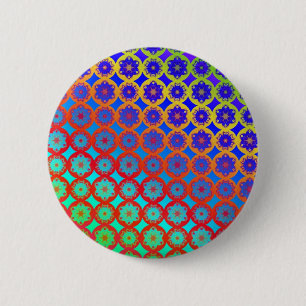 Knopf-Abzeichen - Regenbogenmandala-Fraktal-Muster Button