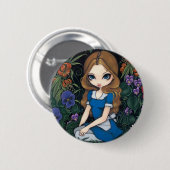 Knopf "Alices und der Blumen" Button (Vorne & Hinten)