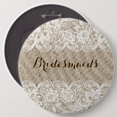 Knopf Beige Linen & White Lace Bridesmaier Button (Vorne & Hinten)