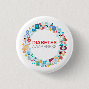 Knopf "Bewusstsein für den Weltdiabetestag" Button
