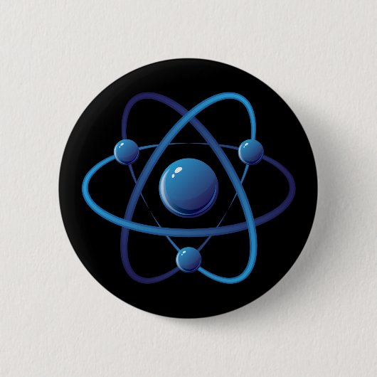 Knopf: Blaues Atom Button (Vorderseite)