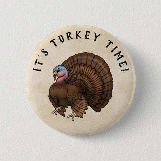 Knopf "Brown Turkey Time Erntedank" Button (Vorderseite)