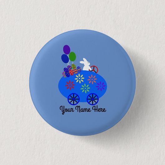 Knopf "Bunny Riding Car #3" Button (Vorderseite)
