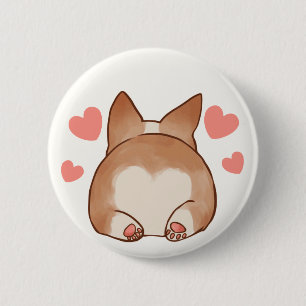 Knopf Corgi-Hinternvalentines Tages Button