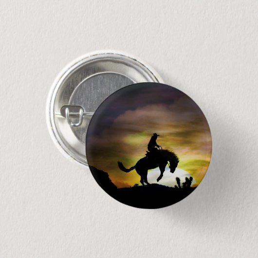 Knopf Cowboy und Bucking Horse Button (Vorne & Hinten)