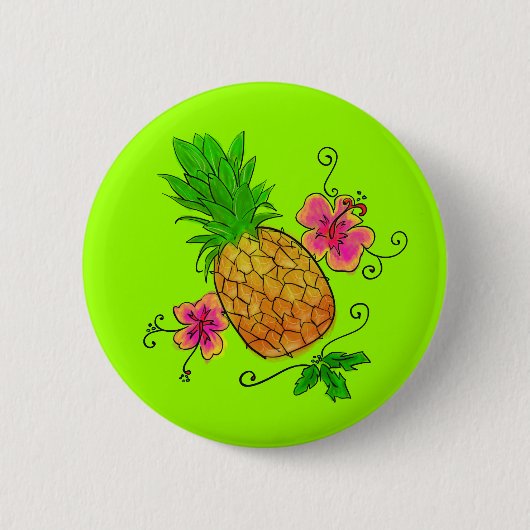 Knopf der Ananas-Illustrations-| Button (Vorderseite)