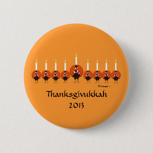 Knopf der Türkei Menorah Thanksgivukkah Button