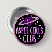 Knopf des Aspie Mädchen-Vereins (Raumlogo) Button (Vorne & Hinten)