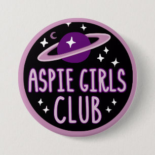 Knopf des Aspie Mädchen-Vereins (Raumlogo) Button