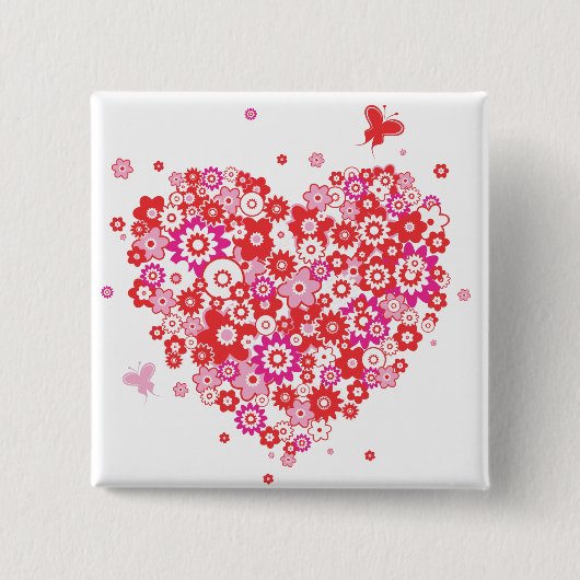 Knopf des Blumen-Herz-1 Button (Vorderseite)