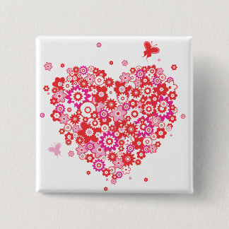 Knopf des Blumen-Herz-1 Button