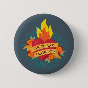Knopf Flammensheart Dia de Los Muertos   Button