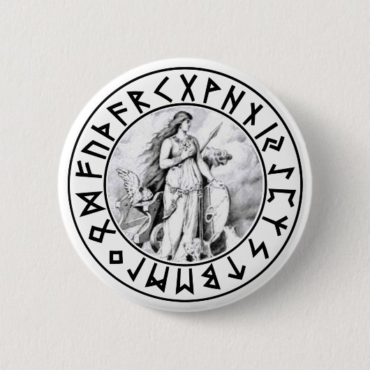 Knopf Freya Rune-Schild Button (Vorderseite)