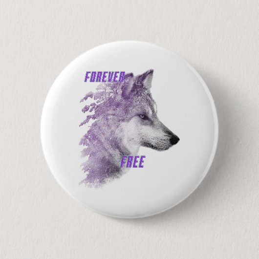 Knopf für den freien Violettwolf Button (Vorderseite)