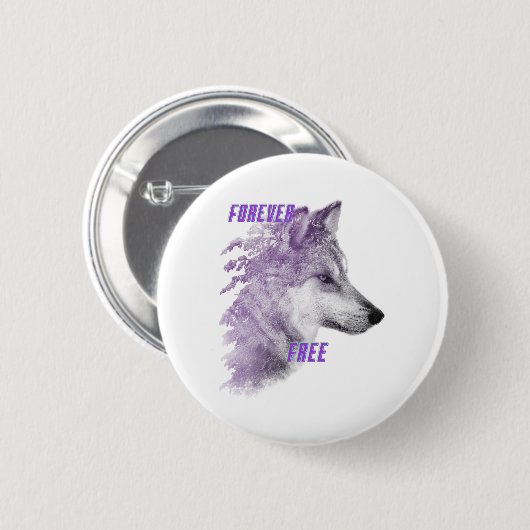 Knopf für den freien Violettwolf Button (Vorne & Hinten)