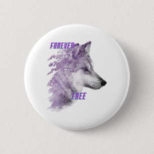 Knopf für den freien Violettwolf Button