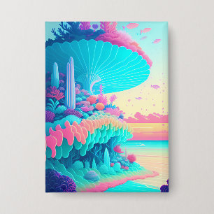 Knopf für den lebendigen Neon Coral Garden Button