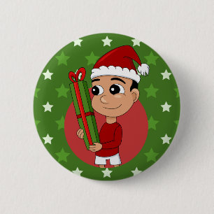 Knopf für den Weihnachtsjungen Cartoon Button