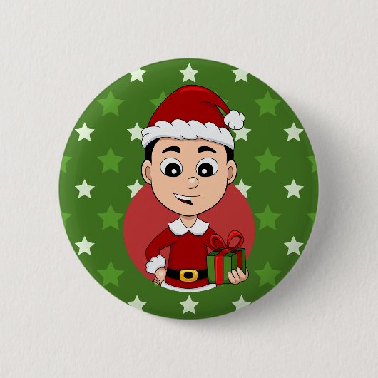 Knopf für den Weihnachtsjungen Cartoon Button (Vorderseite)