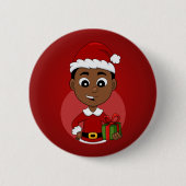 Knopf für den Weihnachtsjungen Cartoon Button (Vorderseite)