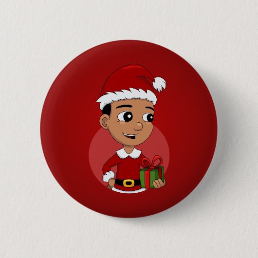 Knopf für den Weihnachtsjungen Cartoon Button (Vorderseite)