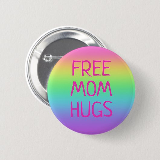 Knopf für freie Mama Hugs Regenbogen Button (Vorne & Hinten)