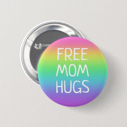 Knopf für freie Mama Hugs Regenbogen Button (Vorne & Hinten)