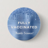 Knopf für geimpften blauen Glitzer Button (Vorderseite)