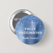 Knopf für geimpften blauen Glitzer Button (Vorne & Hinten)