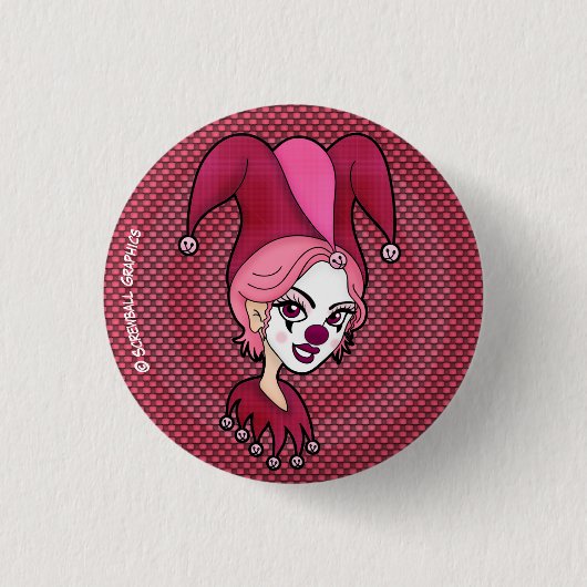 Knopf für rosa Jester (klein) Button (Vorderseite)
