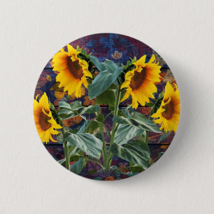 Knopf für rustikale Herbstblätter und Sonnenblumen Button