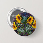 Knopf für rustikale Herbstblätter und Sonnenblumen Button (Vorne & Hinten)