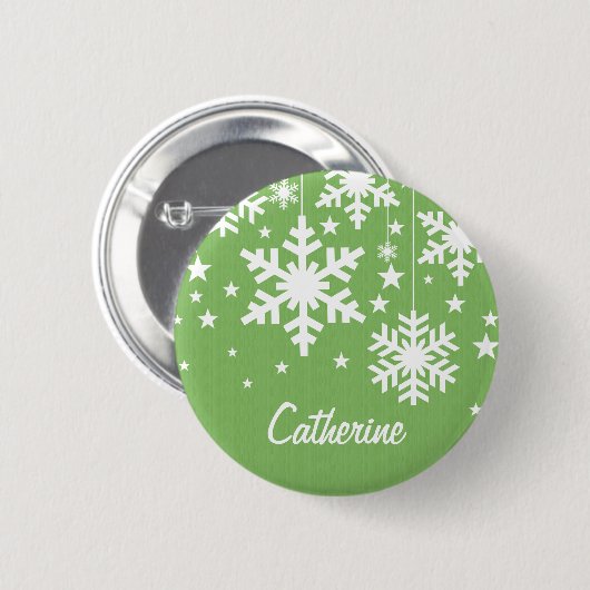 Knopf für Schneeflocken und Sterne, grün Button (Vorne & Hinten)
