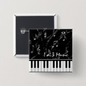 Knopf für Schwarz-Weiß-Piano-Musik Button (Vorne & Hinten)