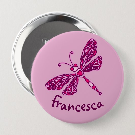 Knopf für stylische Rosa Drachenkunst Button (Vorne & Hinten)