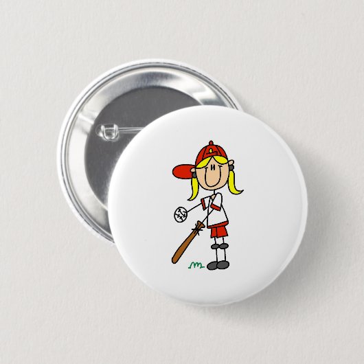 Knopf "Girl Softball Player" Button (Vorne & Hinten)