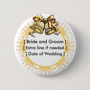Knopf: Goldenes Weddiing Bell - besonders Button