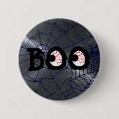 Knopf Graue und schwarze Halloween Boo Eyeballs Button (Vorderseite)