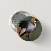 Knopf "Grauer Krane Bird" - Gemälde Button (Vorne & Hinten)