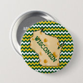 Knopf-Grün und Gold Wisconsins Cheesehead Button (Vorne & Hinten)