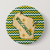 Knopf-Grün und Gold Wisconsins Cheesehead Button (Vorderseite)